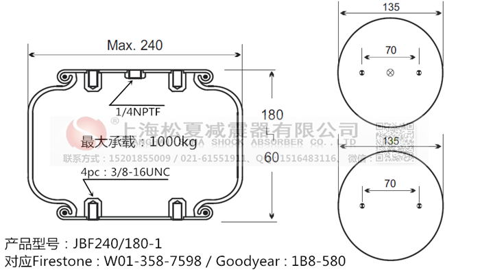 JBF240-180-1橡膠<a href='http://www.gzgh.net/' target='_blank'><u>空氣彈簧</u></a>