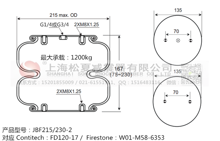 JBF215/230-2橡膠<a href='http://www.gzgh.net/' target='_blank'><u>空氣彈簧</u></a>