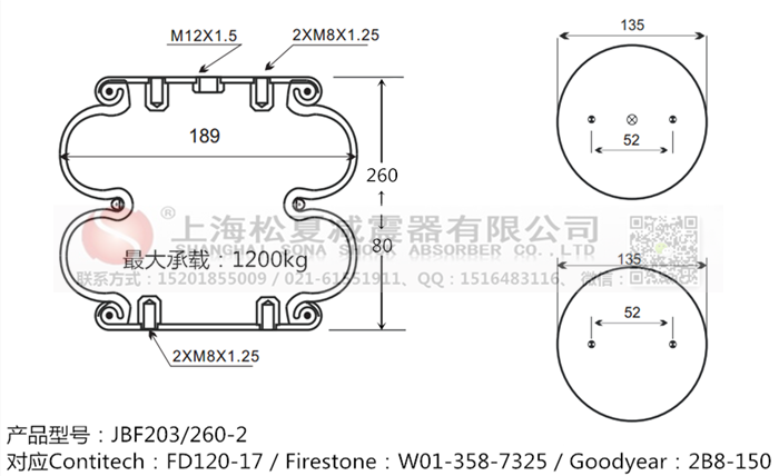JBF203/260-2橡膠<a href='http://www.gzgh.net/' target='_blank'><u>空氣彈簧</u></a>