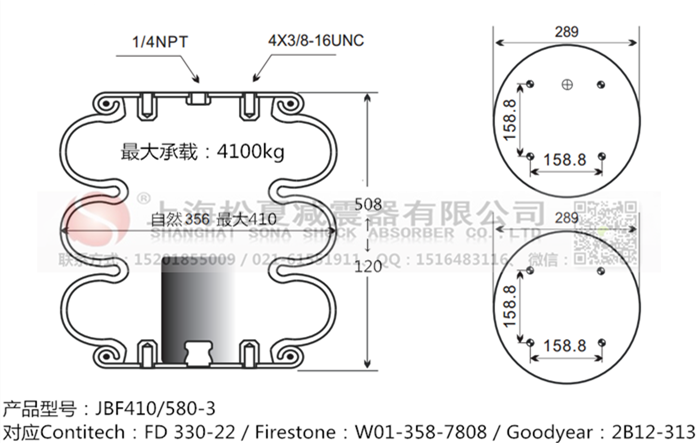 JBF410/580-3橡膠<a href='http://www.gzgh.net/' target='_blank'><u>空氣彈簧</u></a>